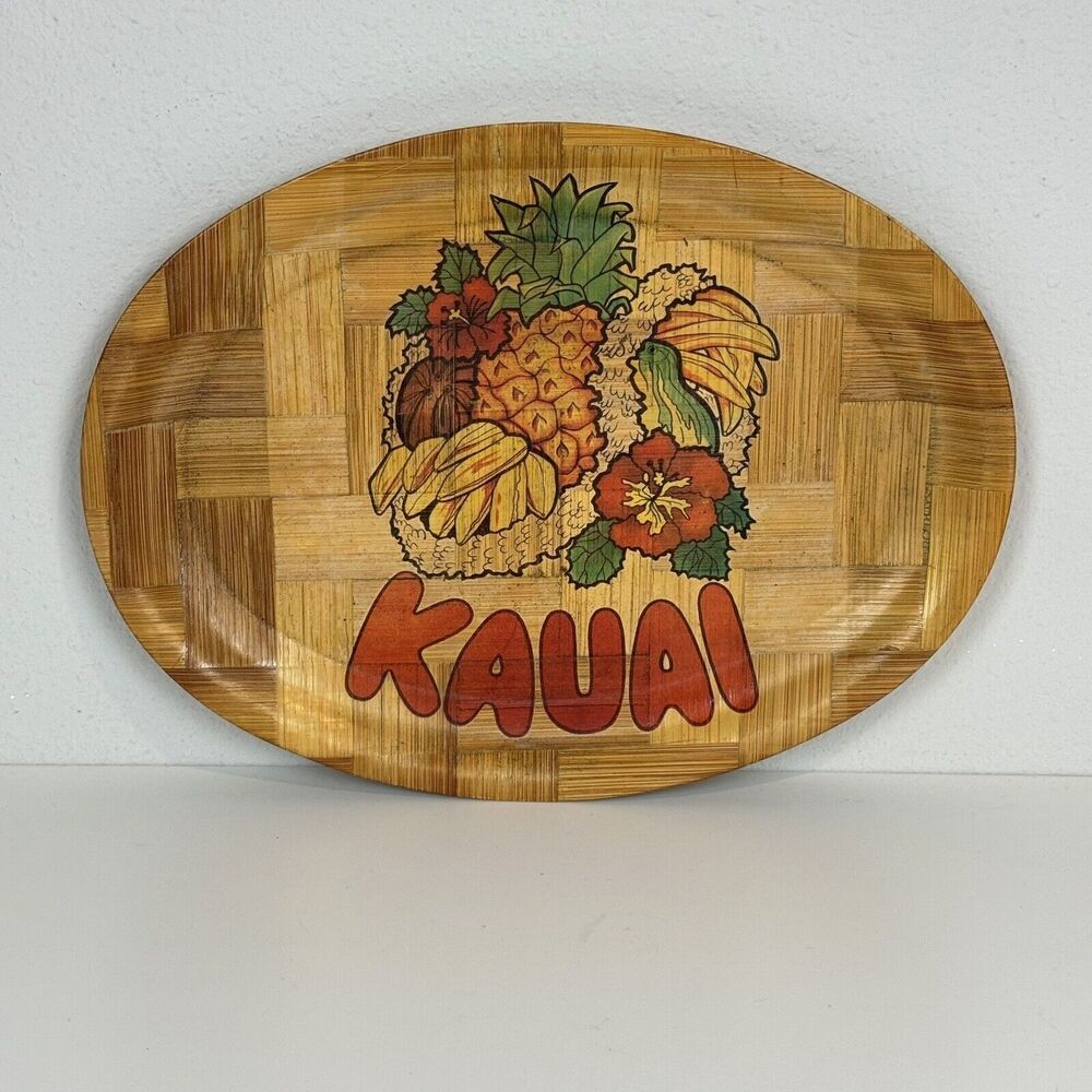 Vintage Kauai, Hawaii Bamboo Mid-Century Serving Tray